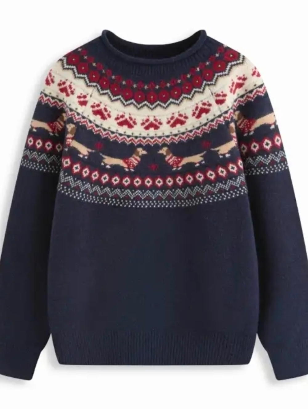 NEW Women's Dachshund Fair Isle Sweater